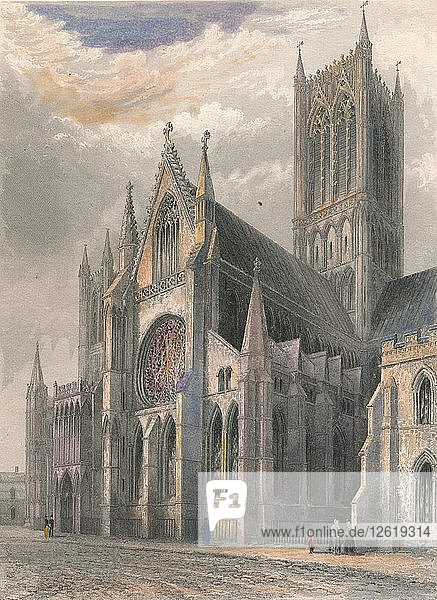 Kathedrale von Lincoln - Ansicht des südlichen Querschiffs und des zentralen Turms  1836. Künstler: Benjamin Winkles.