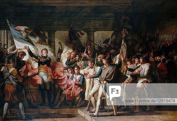 Marschall Ney und die Soldaten des 76. Regiments der Linie holen ihre Fahnen aus dem Arsenal Künstler: Meynier  Charles (1768-1832)