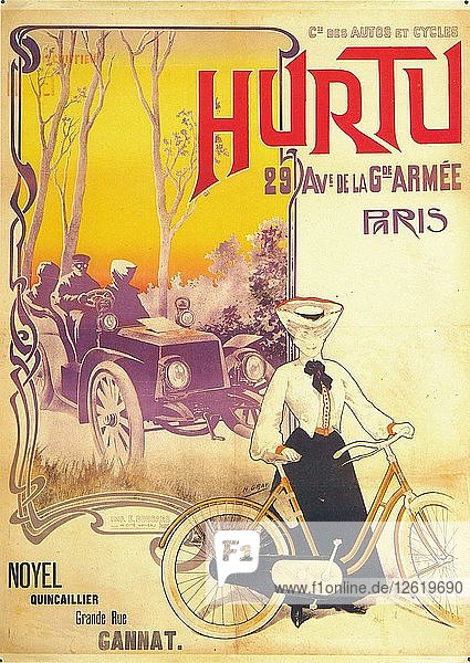 Werbung für Hurtu Autos und Fahrräder  um 1900. Künstler: Unbekannt.