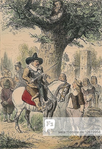 The Royal Oak  the Penderell Family have no idea where Charles is!!!  1850. Artist: John Leech
