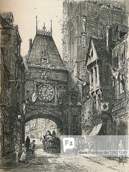 La Grosse Horloge  Rouen  um 19. Jahrhundert. (1925). Künstler: William Renison