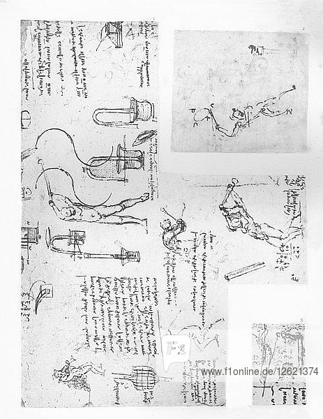 Three drawings illustrating the theory of the movements of the human figure  c1472-c1519 (1883). Artist: Leonardo da Vinci.