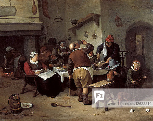 Die fette Küche. Künstler: Steen  Jan Havicksz (1626-1679)
