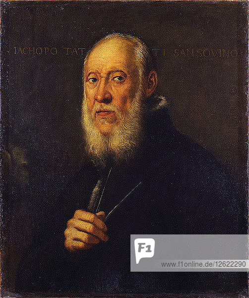 Porträt des Bildhauers Jacopo Sansovino (1486-1570). Künstler: Tintoretto  Jacopo (1518-1594)