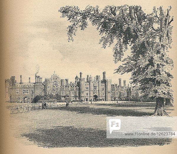Die Westfassade des Hampton Court Palace  1902. Künstler: Thomas Robert Way.