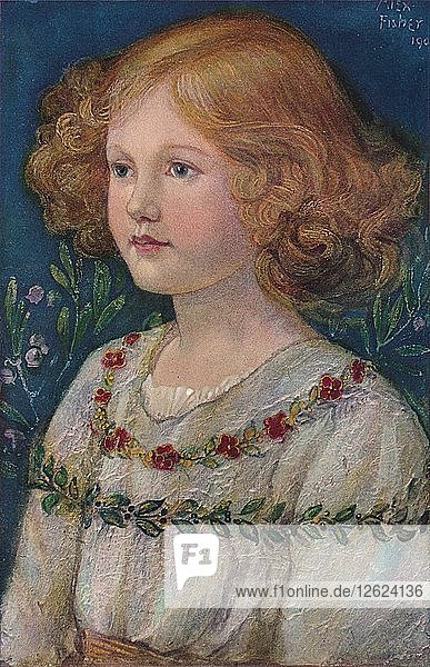 Porträt in Emaille von Rosemary  Tochter von John  um 1909. Künstler: Alexander Fisher.