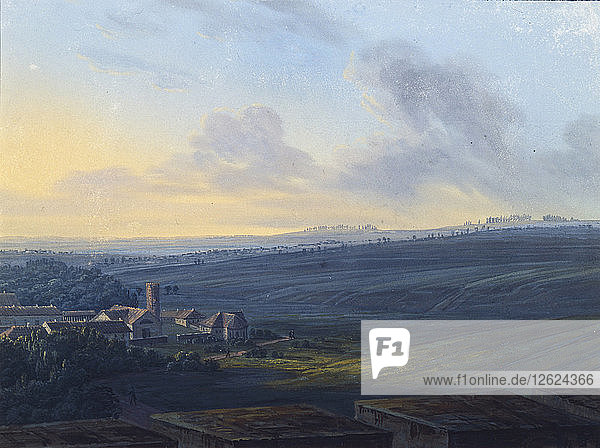 Blick auf Zarskoje Selo vom Weißen Turm aus  nach 1826. Künstler: Schukowski  Wassili Andrejewitsch (1783-1852)
