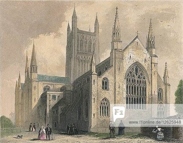 Kathedrale von Worcester  Nordwestansicht  1836. Künstler: Henry Winkles