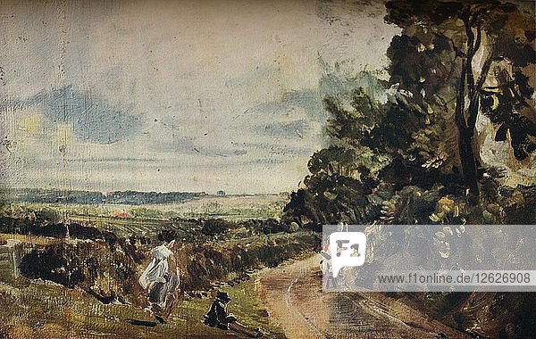 'A Country Road with Trees and Figures (recto); Willy Lotts House (verso) c1830.'