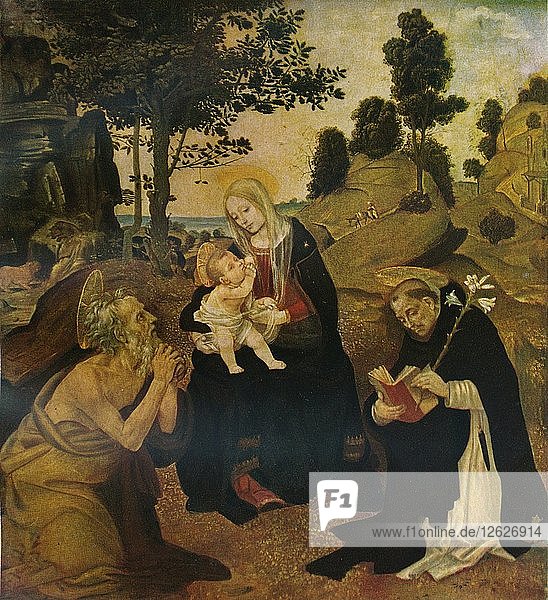 Die Jungfrau mit dem Kind und den Heiligen Hieronymus und Dominikus  um 1485  (1911). Künstler: Filippino Lippi