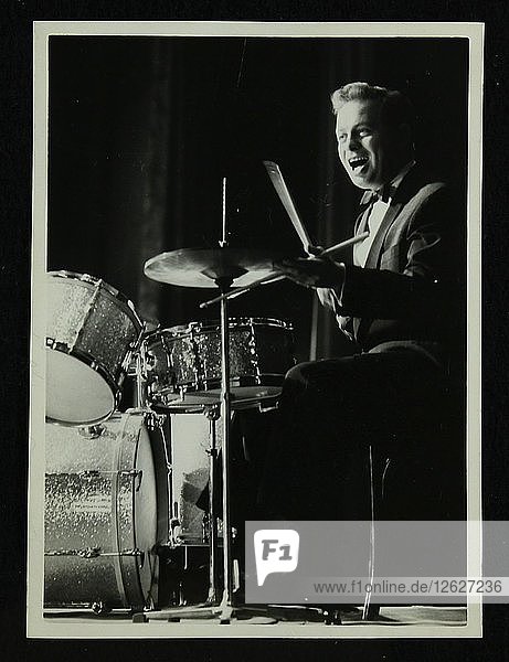 Drummer and vocalist Mel Torme on stage at the Bristol Hippodrome  1950s. Artist: Denis Williams