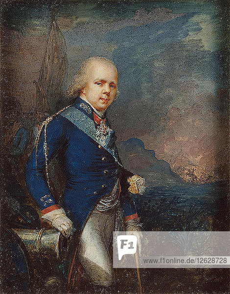 Porträt von Großfürst Konstantin Pawlowitsch von Russland (1779-1831) vor der Schlacht von Novi  1799. Künstler: Anonym