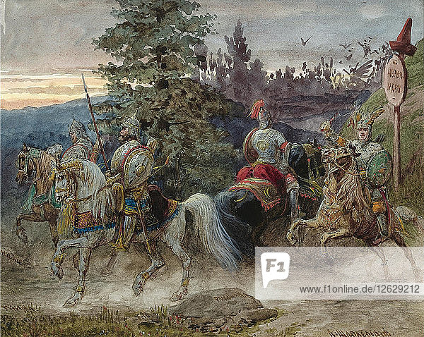 Der Weg nach Tschernomor. Illustration zu dem Gedicht Ruslan und Ljudmila von A. Puschkin. Künstler: Charlemagne  Adolf (1826-1901)