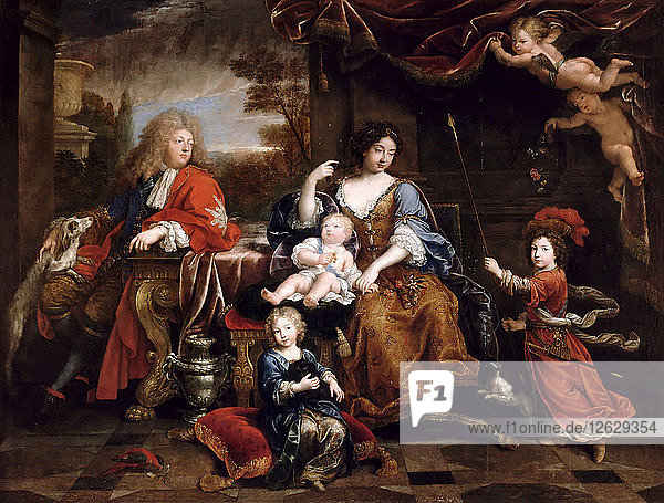 Ludwig von Frankreich  Grand Dauphin (1661-1711)  mit seiner Familie. Künstler: Mignard  Pierre (1612-1695)