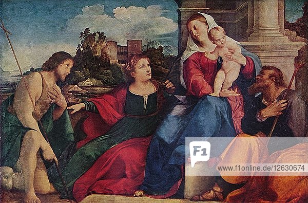 Heilige Konversation  um 1525. Künstler: Jacopo Palma il Vecchio.