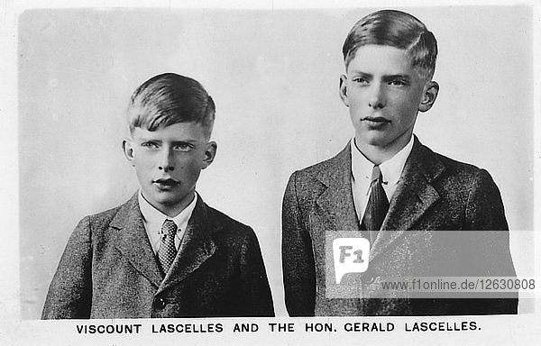Viscount Lascelles und Hon Gerald Lascelles  1937. Künstler: Unbekannt.
