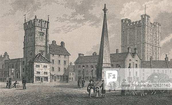 Market Place Richmond  Trinity Church and Keep of Richmond Castle  1831. Artist: J Shury.