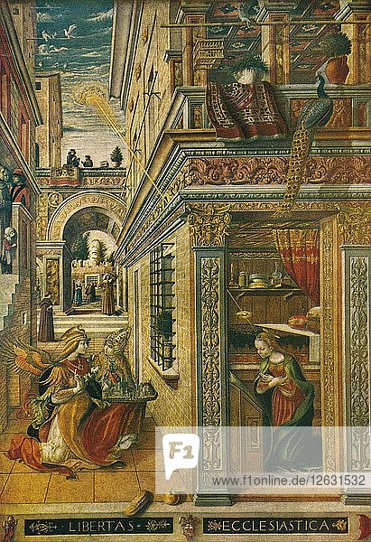 Die Verkündigung mit dem Heiligen Emidius  1486  (1911). Künstler: Carlo Crivelli