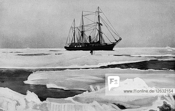 The Nimrod Pushing Her Way Through Open Pack-Ice  c1909  (1928). Artist: Unknown.