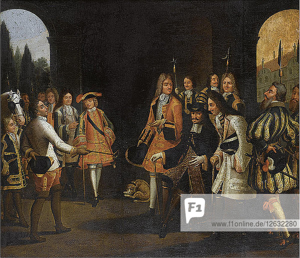 Audienz von Ludwig XIV. bei Zar Peter dem Großen in Versailles  1717  erste Hälfte des 18. Künstler: Anonym