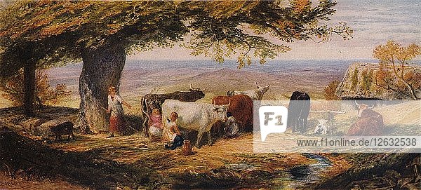 Melken auf dem Feld  um 1847. Künstler: Samuel Palmer.