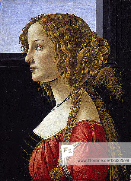Profile Portrait of a Young Woman (Simonetta Vespucci) ca 1476. Artist: Botticelli Sandro (1445-1510)