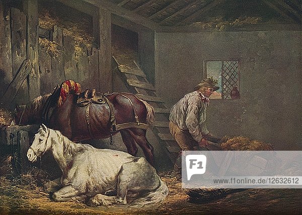 Pferde in einem Stall  1791. Künstler: George Morland.