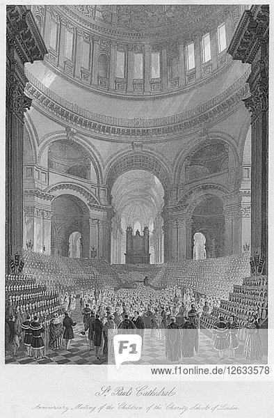 St. Pauls Kathedrale. Jahrestagstreffen der Kinder der Londoner Wohltätigkeitsschulen  um 1841. Künstler: William Haydon Fuge.