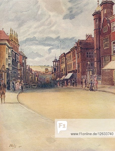 High Street  Guildford  1911  (1914). Künstler: James S. Ogilvy.
