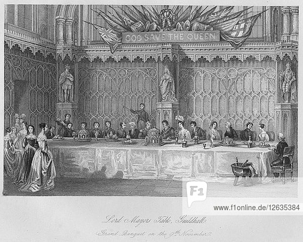 Tisch des Oberbürgermeisters  Guildhall. Großes Bankett am 9. November  um 1841. Künstler: John Shury.