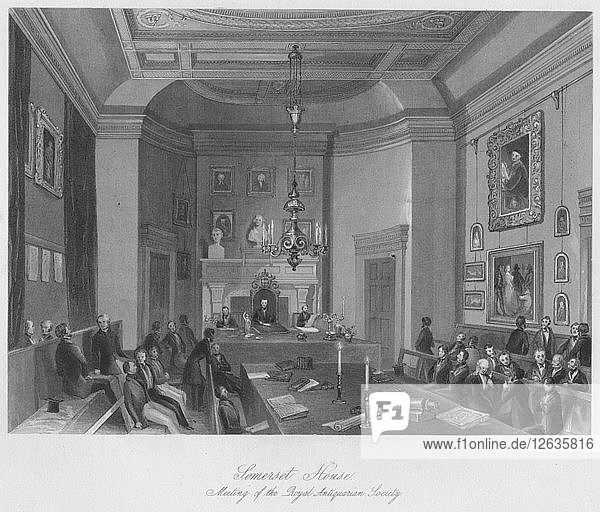 Somerset House. Sitzung der Royal Antiquarian Society  um 1841. Künstler: Henry Melville.