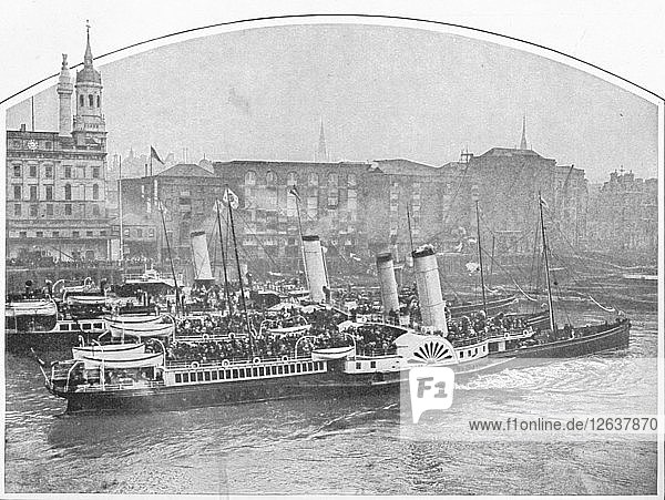 Excursion steamboats leaving Fresh Wharf  London Bridge  c1903 (1903). Artist: Unknown.