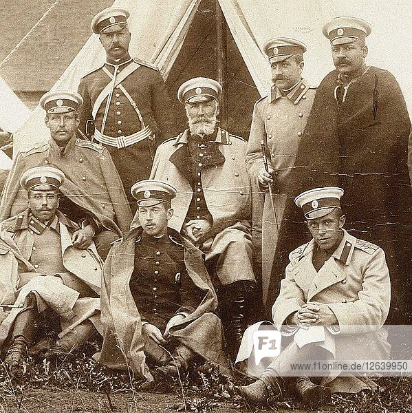 Nikolai Nikolaevich prince Odoevsky-Maslov (in the middle) with the officers of the Life Guard Cava Artist: Anonymous