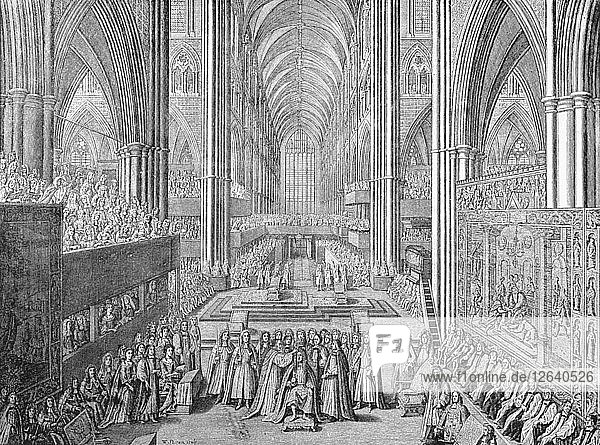 The Coronation of James II in Westminster Abbey  London  1685 (1903). Artist: William Sherwin.
