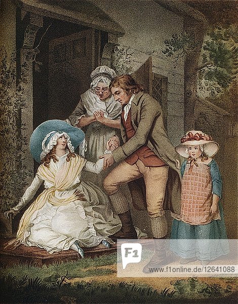Die schöne Büßerin. Laetitia in Buße findet Erleichterung und Schutz bei ihren Eltern  um 1811. Künstler: John Raphael Smith.
