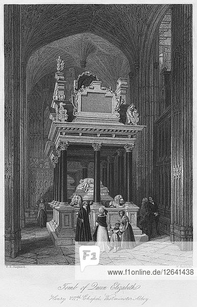 Grabmal von Königin Elisabeth: Kapelle Heinrichs VII.  Westminster Abbey  um 1841. Künstler: William Radclyffe.