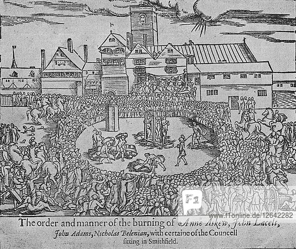 The burning of Anne Askew  John Lascelles  John Adams and Nicholas Belenian  1546 (1904). Artist: Unknown.