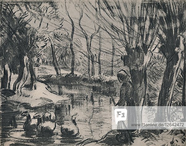Das Gänsemädchen  um 1870  (1946). Künstler: Camille Pissarro.