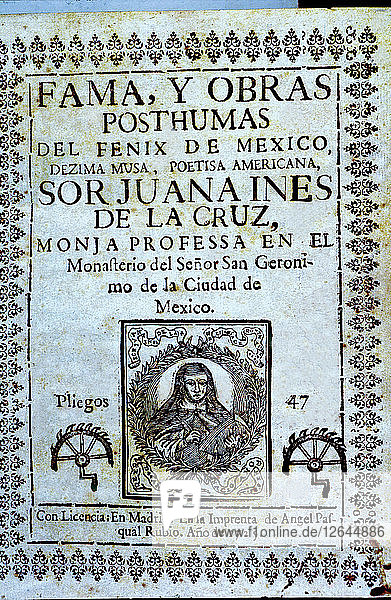 Titelbild des Werks Fama y obras póstumas (Ruhm und posthume Werke) von Sor Juana Ines de la Cru?