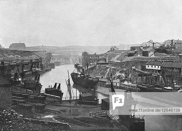 Sunderland - Looking Up the River from the Bridge  1895. Artist: Unknown.