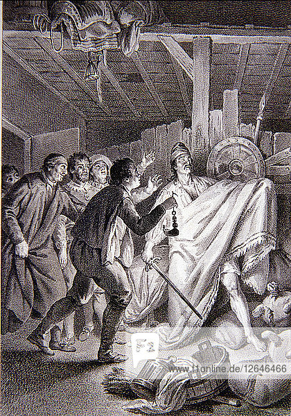 Illustration in the work Don Quixote of La Mancha Madrid Joaquin Ibarra 1780 edited by the ?