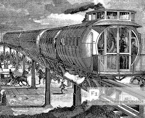 Draft of a new underground railway in Vienna in 1887  engraving of the time.