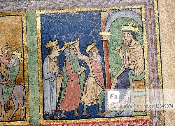 Detail from a Psalter the Magi and Herod  c1140. Artist: Unknown.
