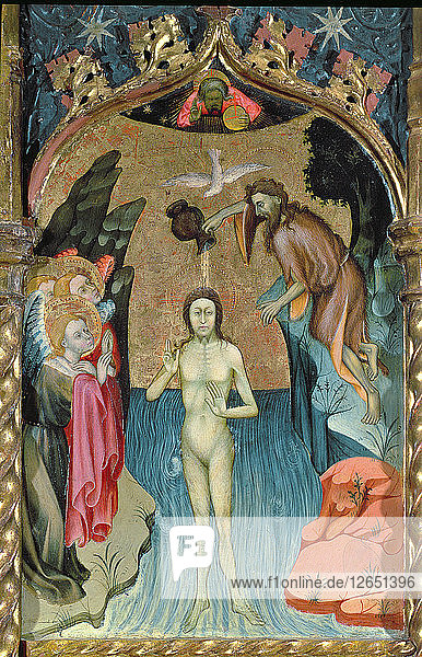 Altarbild des Heiligen Johannes des Täufers  Tafel mit der Taufe Jesu durch Johannes den Täufer  Barcelona 1420/?