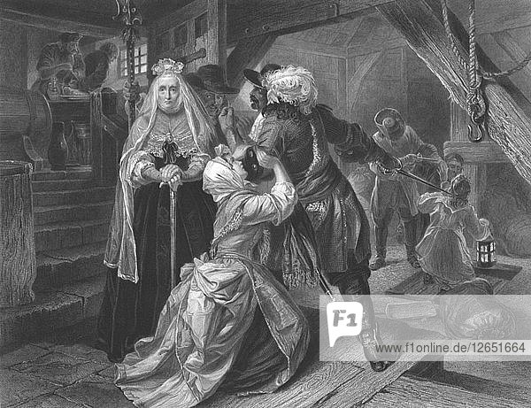 Verhaftung von Alice Lisle wegen der Aufnahme von Flüchtlingen aus der Schlacht von Sedgemoor  1685  (um 1864). Künstler: Frederick Heath.