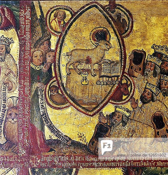 Das Lamm mit dem Buch der Sieben Siegel  das von den Ältesten angebetet wird  14.-15. Jahrhundert. Künstler: Meister Bertram von Hamburg.