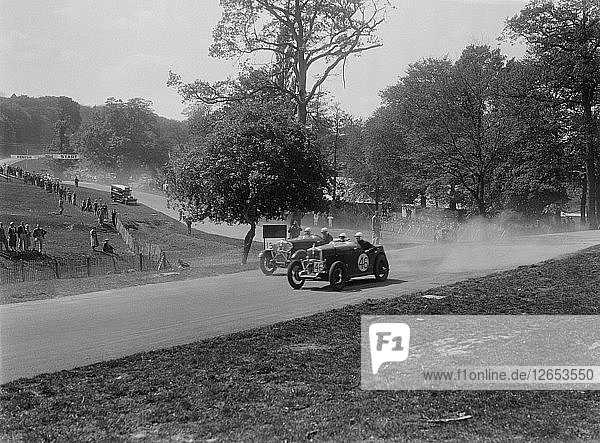 Zwei Wolseleys beim Rennen  Donington Park Race Meeting  Leicestershire  1933. Künstler: Bill Brunell.