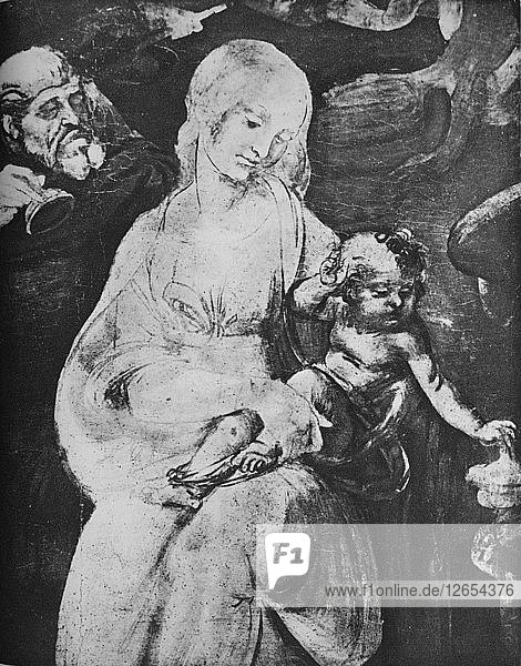 Anbetung der Könige - Jungfrau und Kind  um 1481 (1945). Künstler: Leonardo da Vinci.