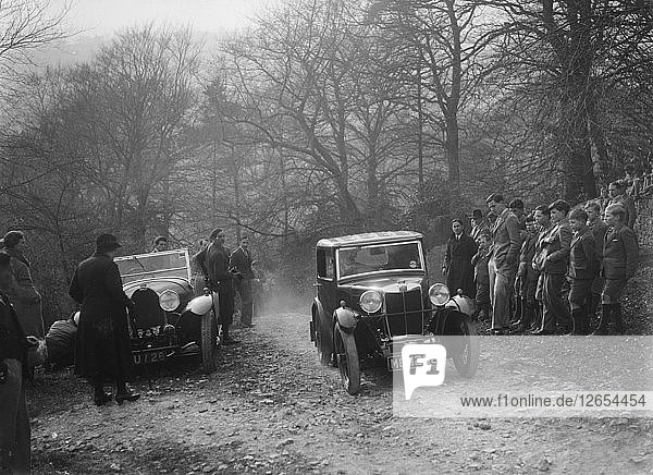 MG M Type Sportsmans Coupé  Bugatti Owners Club Trial  Nailsworth Ladder  Gloucestershire  1932. Künstler: Bill Brunell.