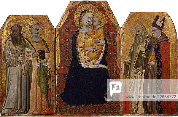 Inthronisierte Madonna mit Kind und Heiligen.